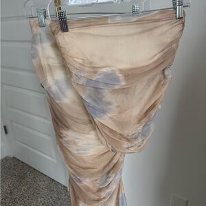 Zara Beige and Gray Draped Skirt